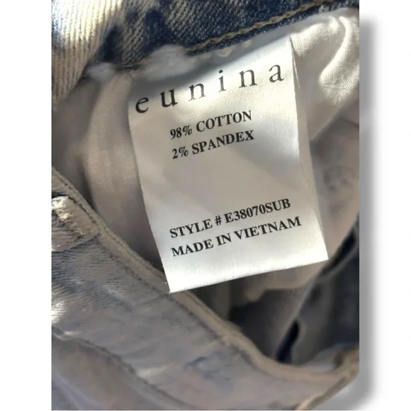 Eunina Light Blue Distressed Frayed Hem Micro Mini Jean Shorts - Picture 11 of 11